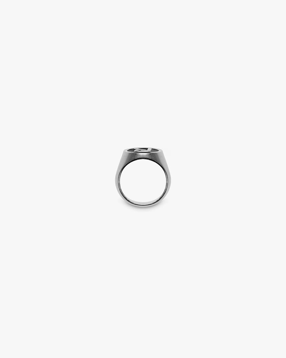 Initial Signet Ring - Brushed Silver